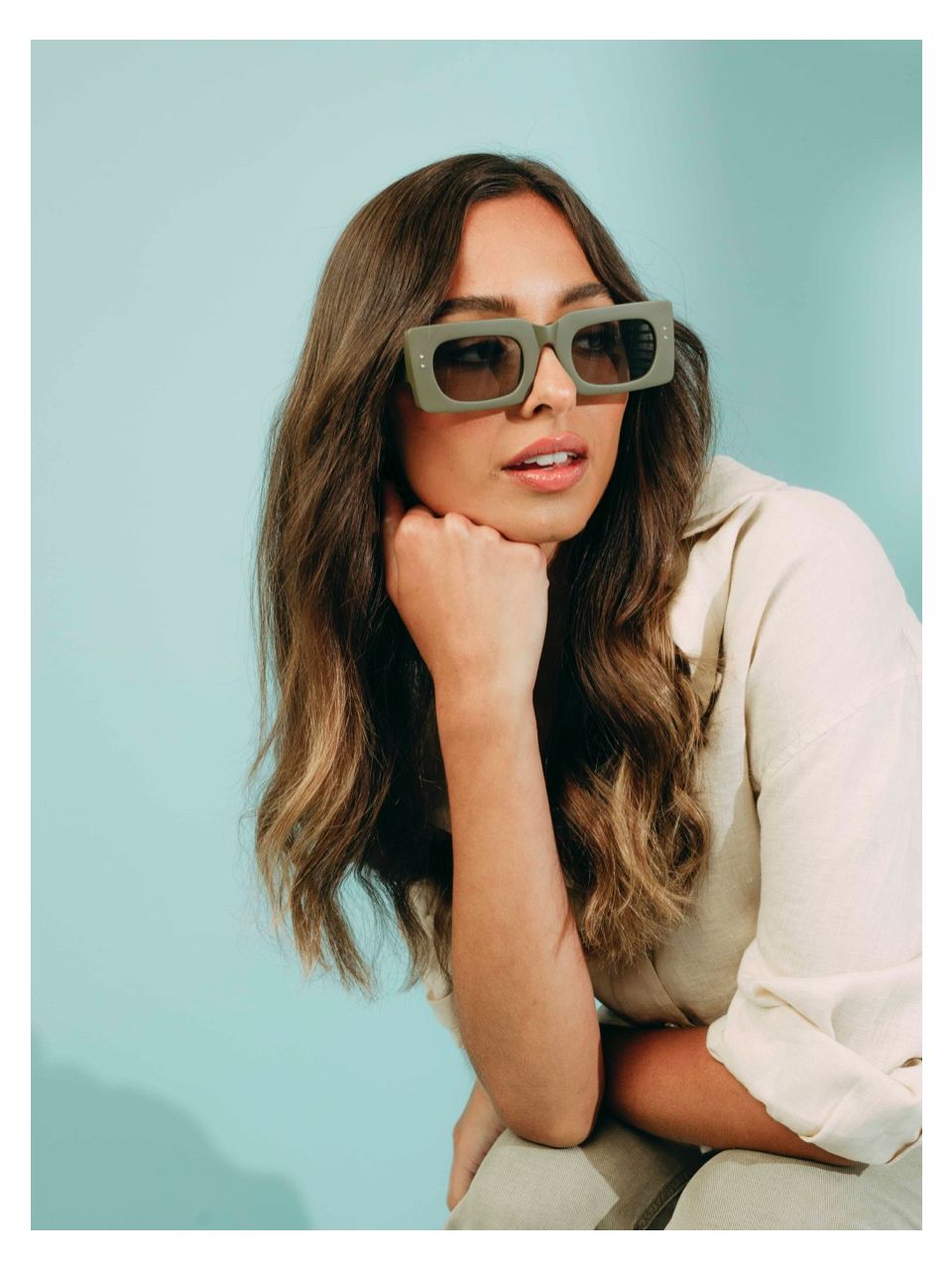 Joan oversized Sunglasses-Khaki