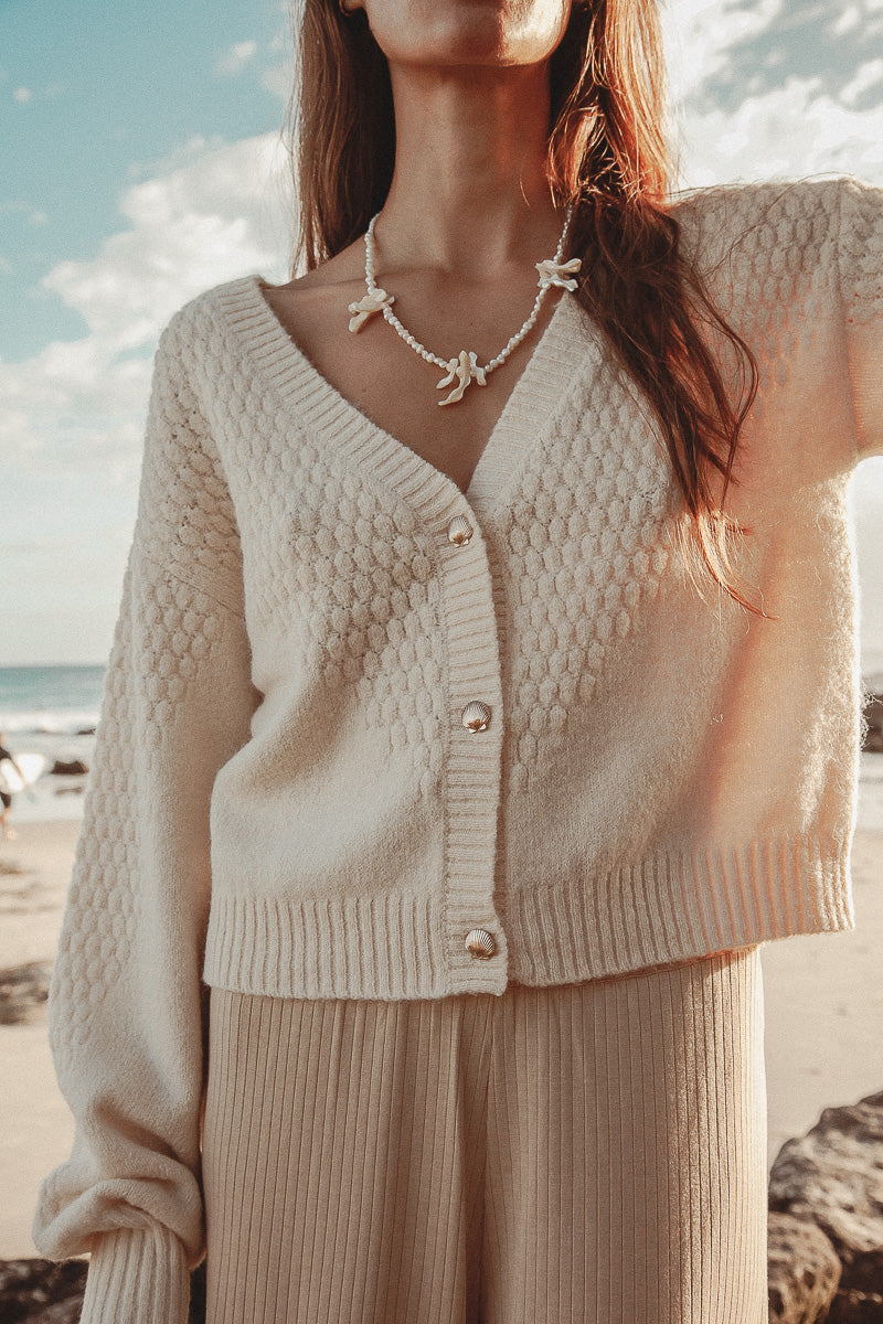 Palm Collective- Shell Cashmere Cardigan Cream