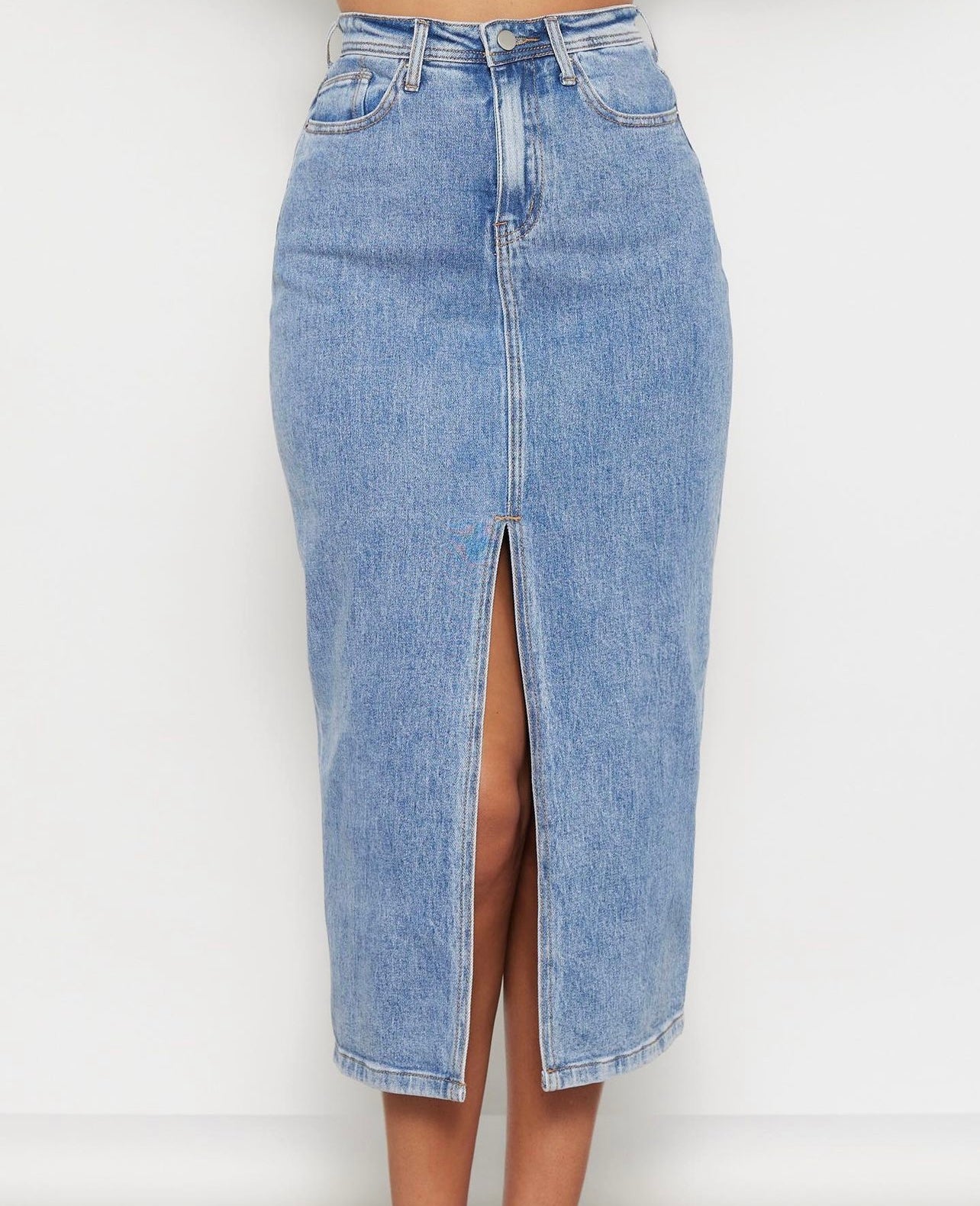 High Waisted Denim Maxi