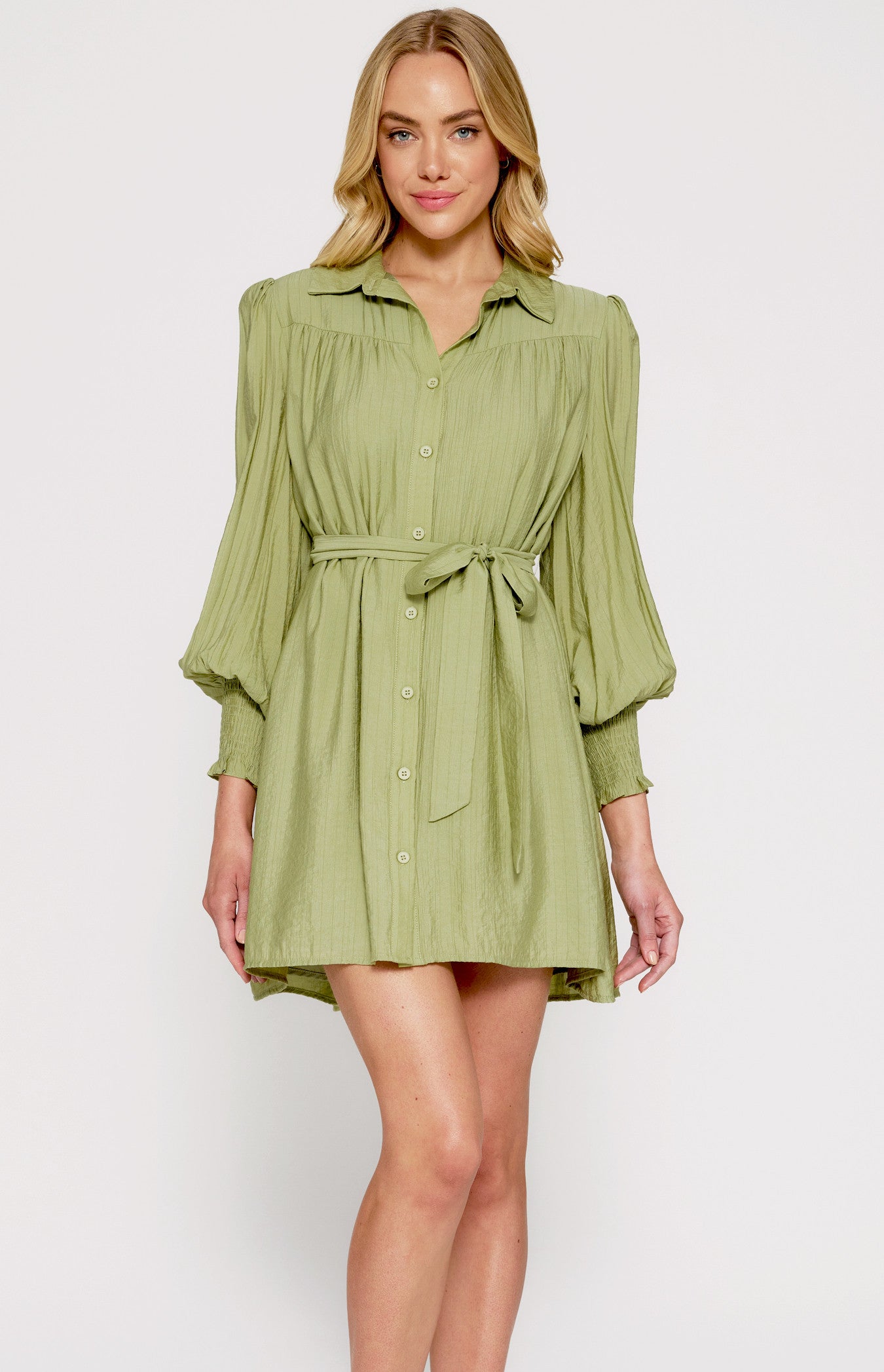 SHIRT DRESS- AVOCADO