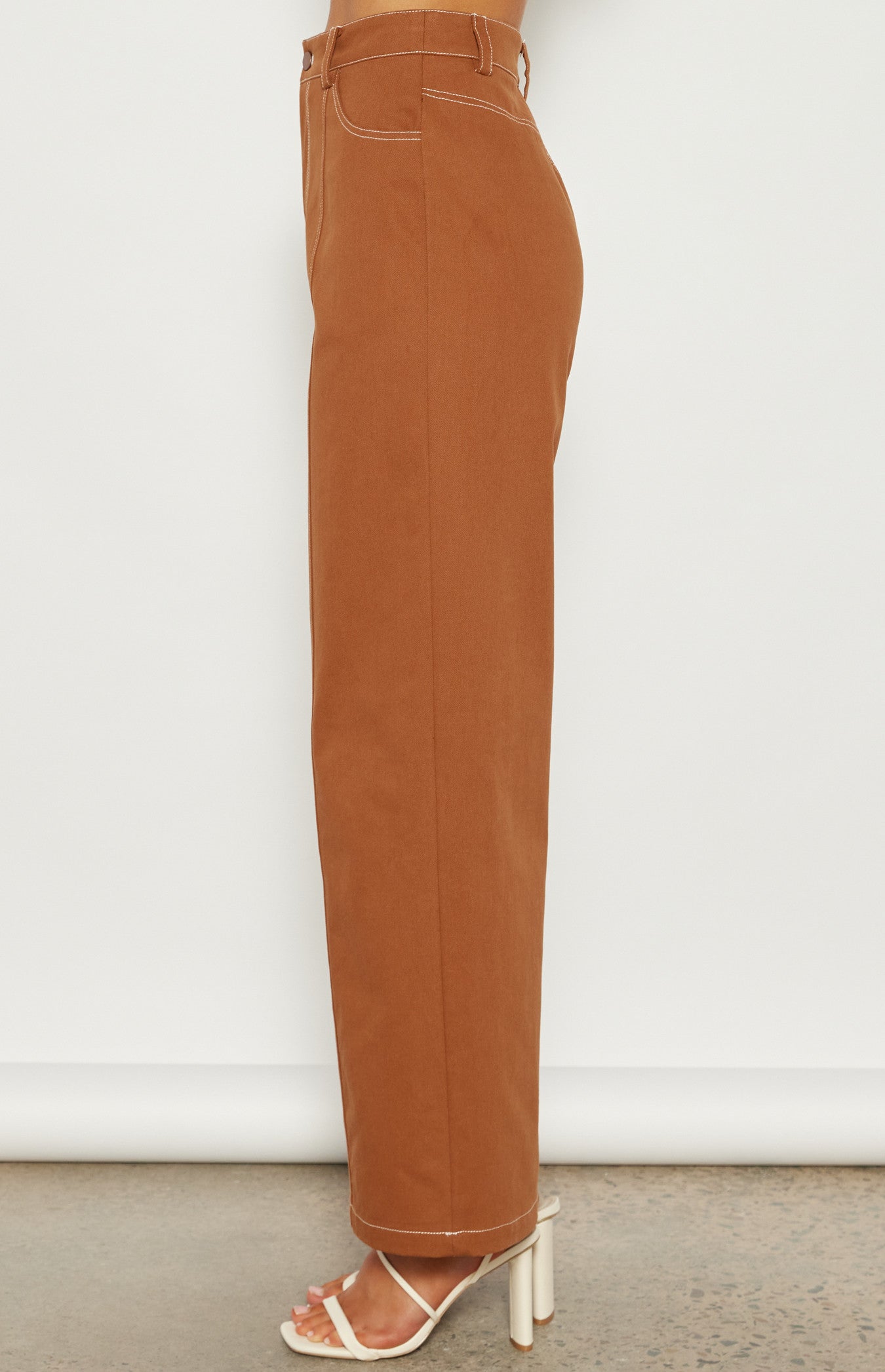 Contrast wide Leg Pant- Cinnamon