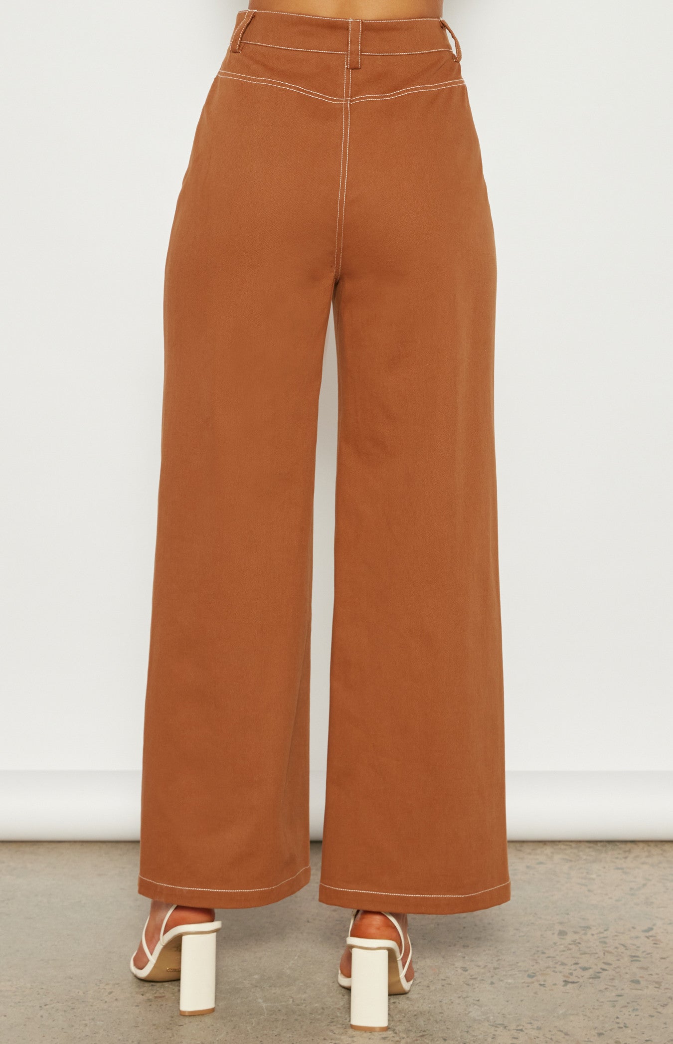 Contrast wide Leg Pant- Cinnamon