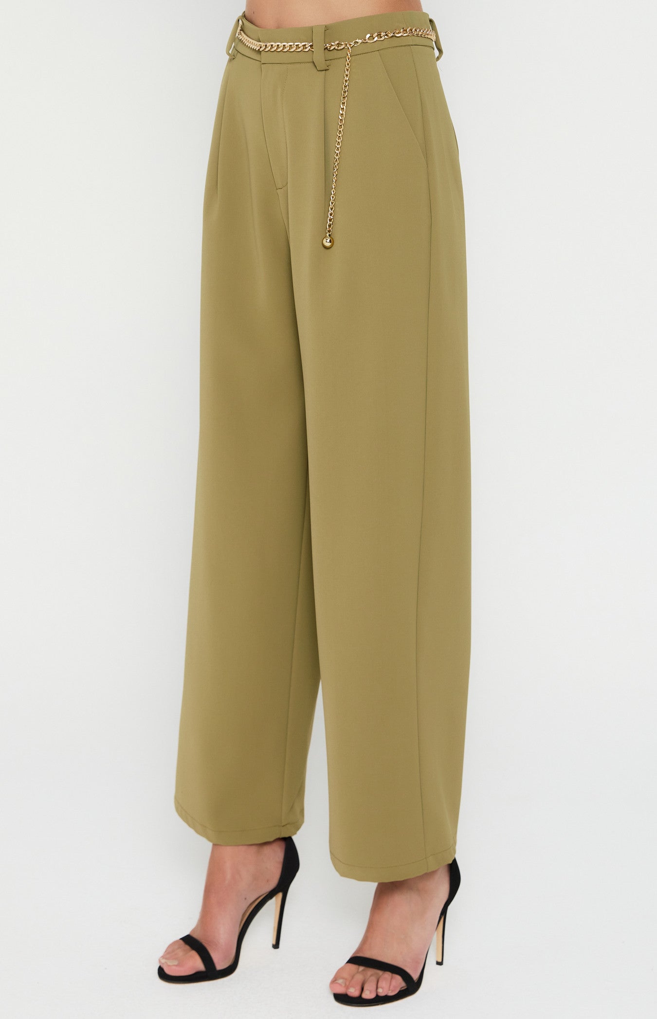 High waisted pants- olive