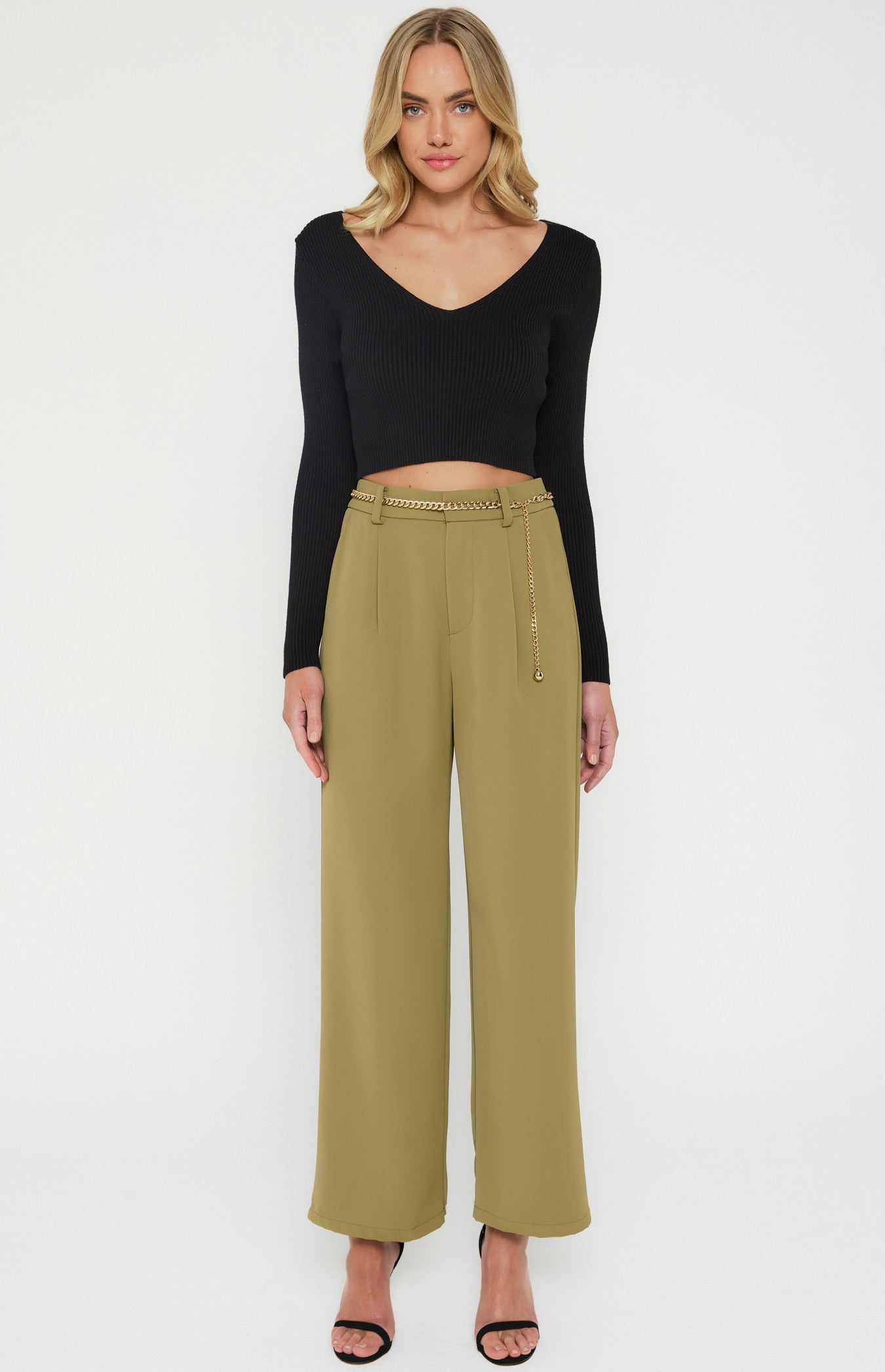 High waisted pants- olive