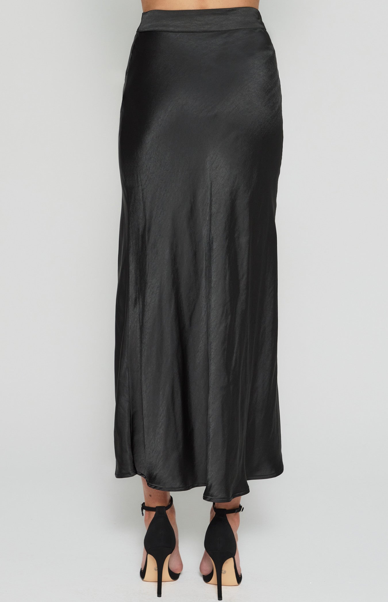 STYLE STATE Satin Midi Skirt with Front Split Details