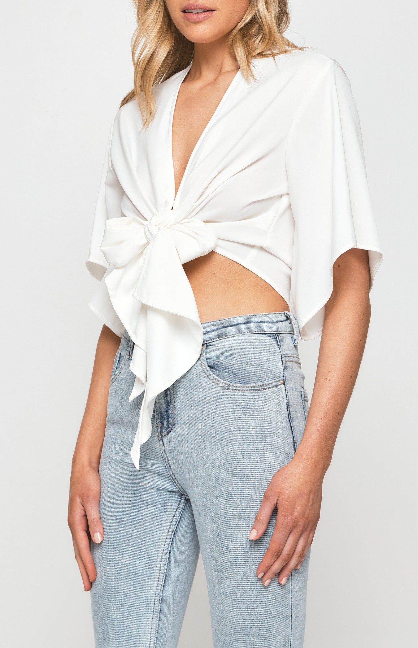 STYLE STATE Kimono Sleeve Front Tie Top