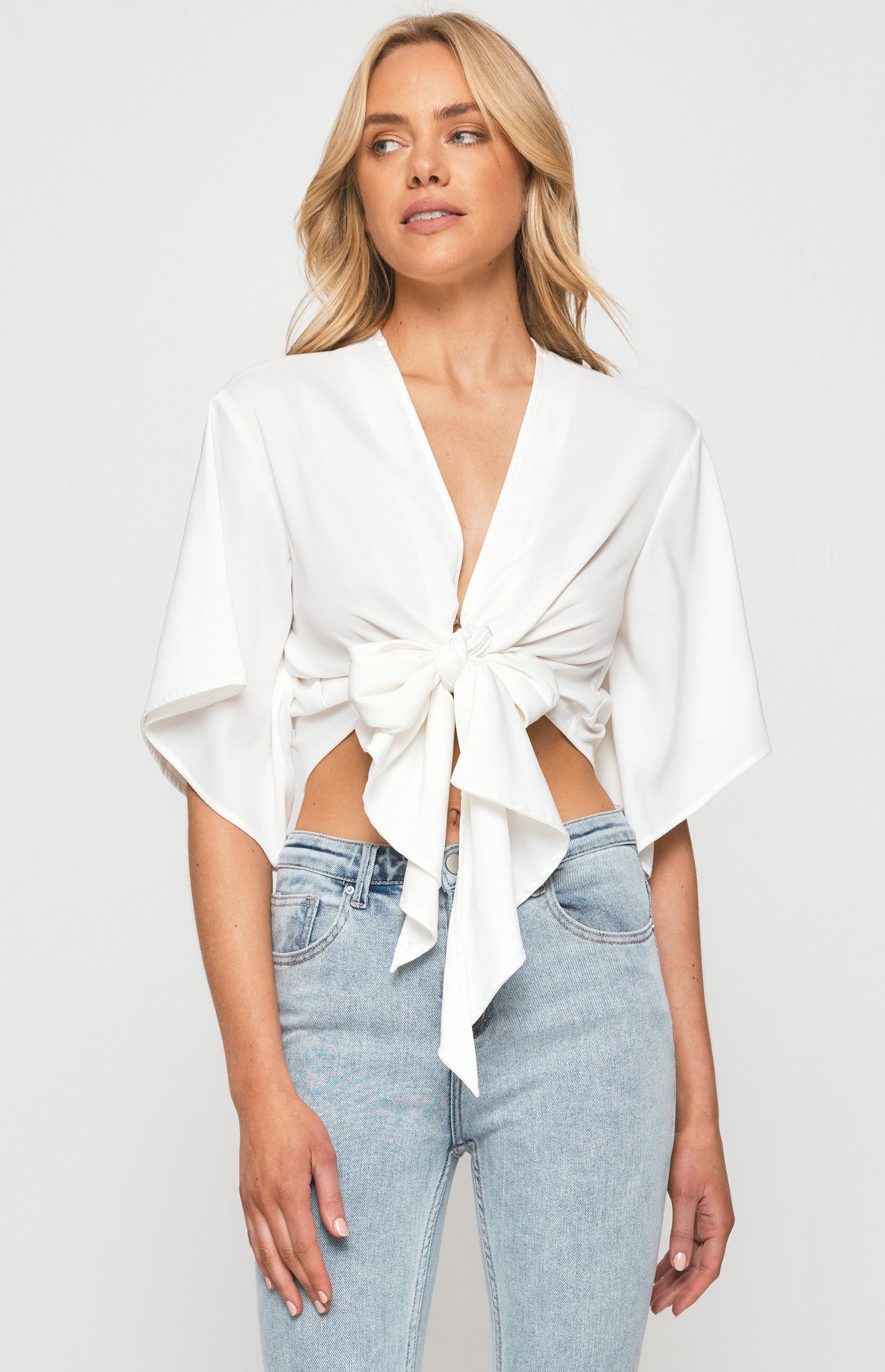 STYLE STATE Kimono Sleeve Front Tie Top