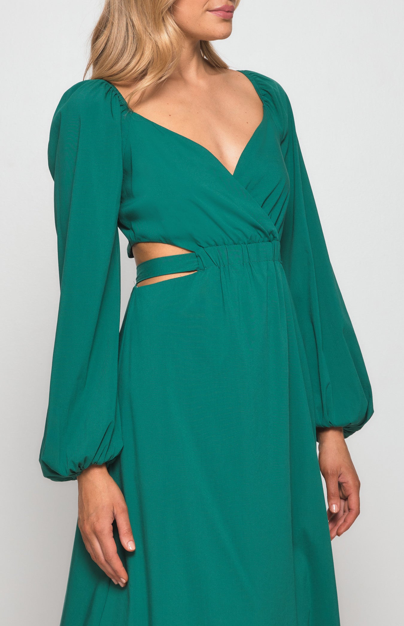 WINNIE & CO. Long Sleeve Maxi Dress with Elastic Cut Out Waist