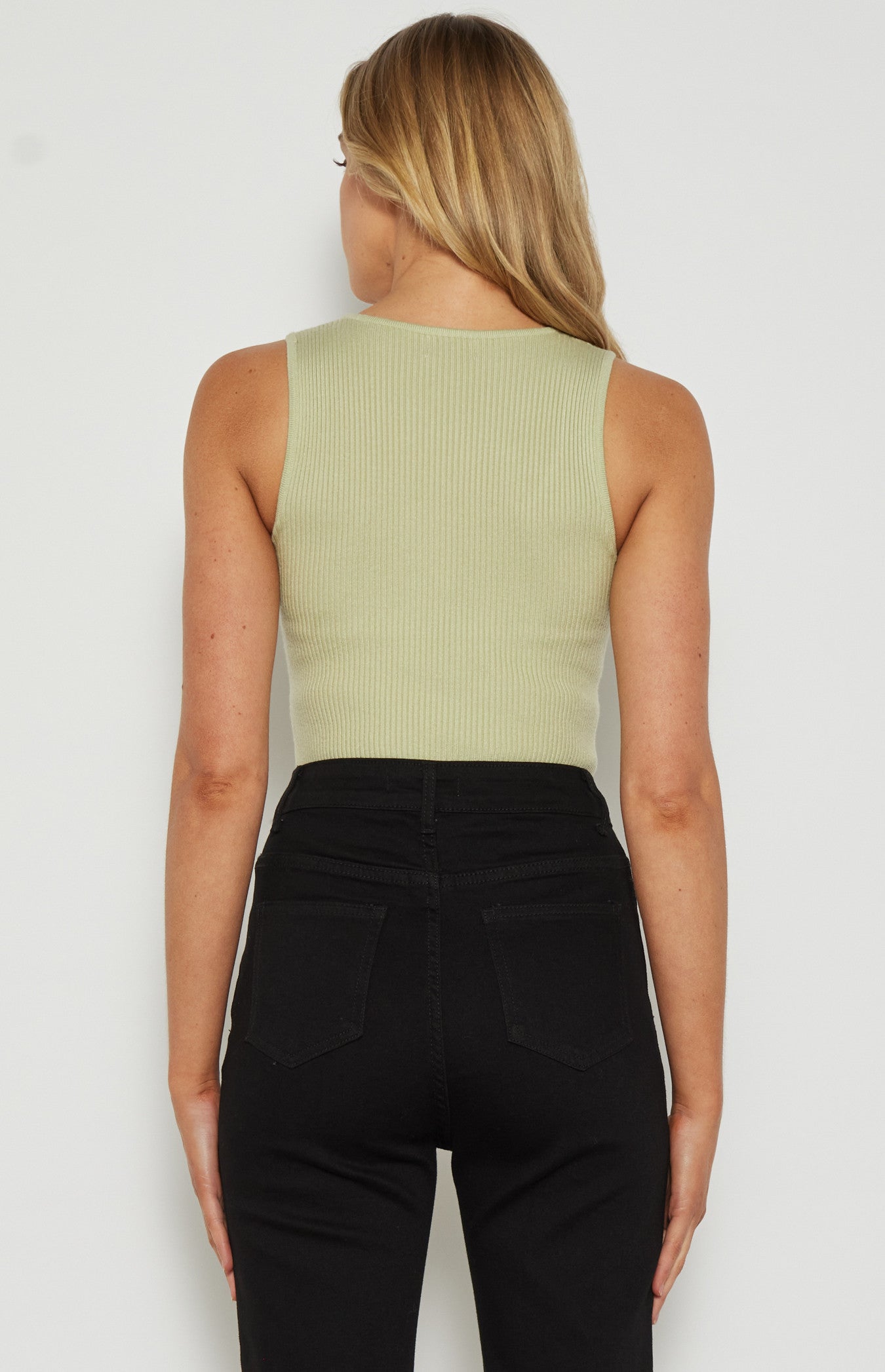 Sleeveless Knit Top -Avocado